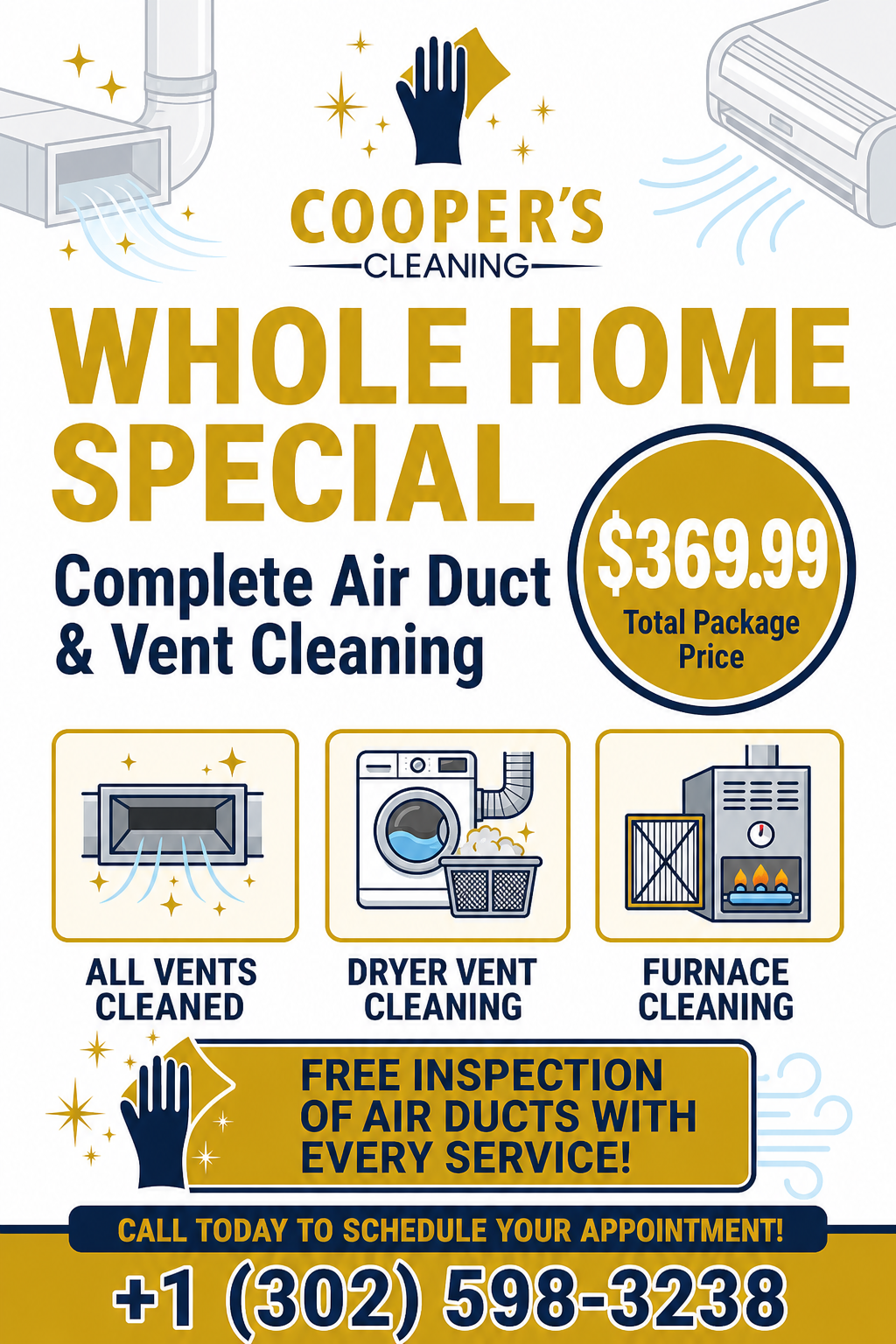 Cooper's Cleaning Whole Home Special flyer — $369.99 complete air duct & vent cleaning